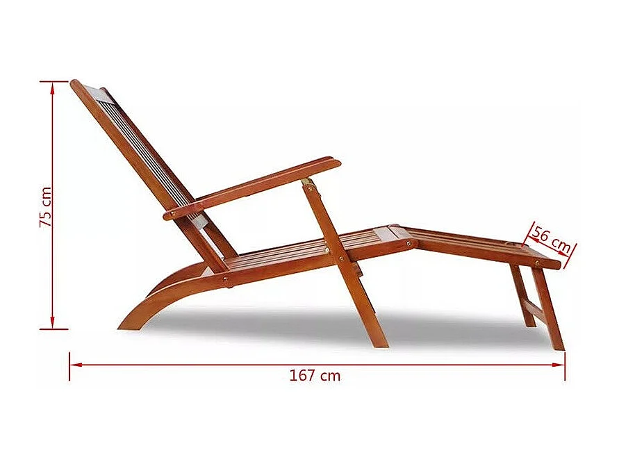 Chaise longue pliable acacia massif foncé Sikash