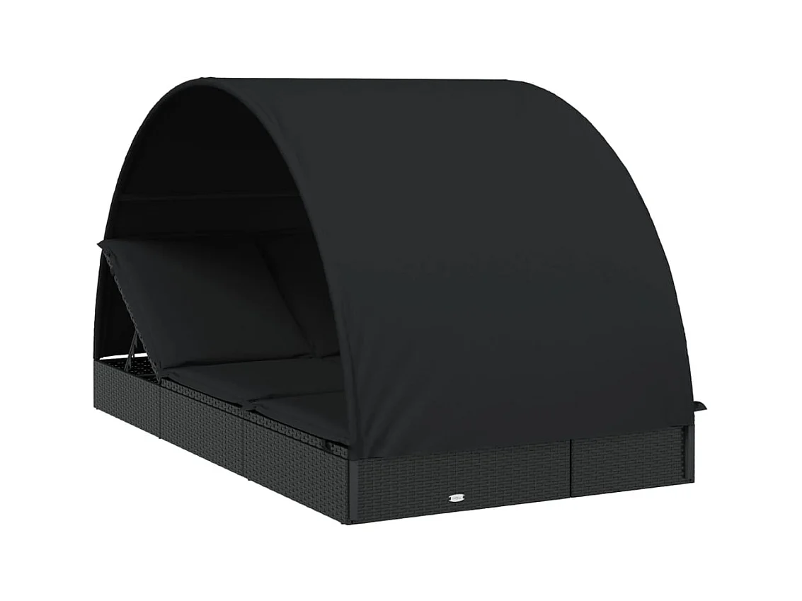 Transat 2 places avec toit rond noir 211x112x140