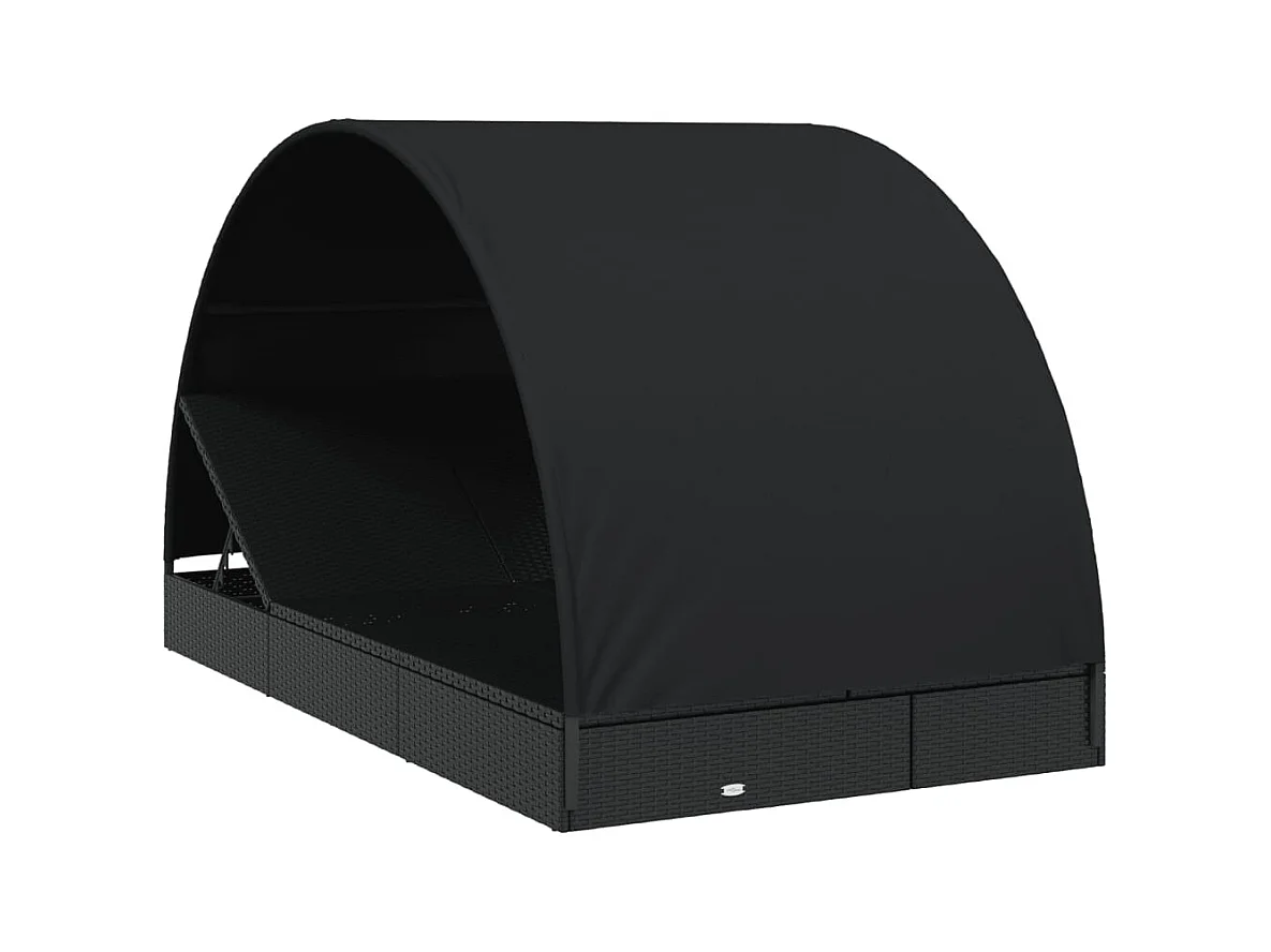 Transat 2 places avec toit rond noir 211x112x140