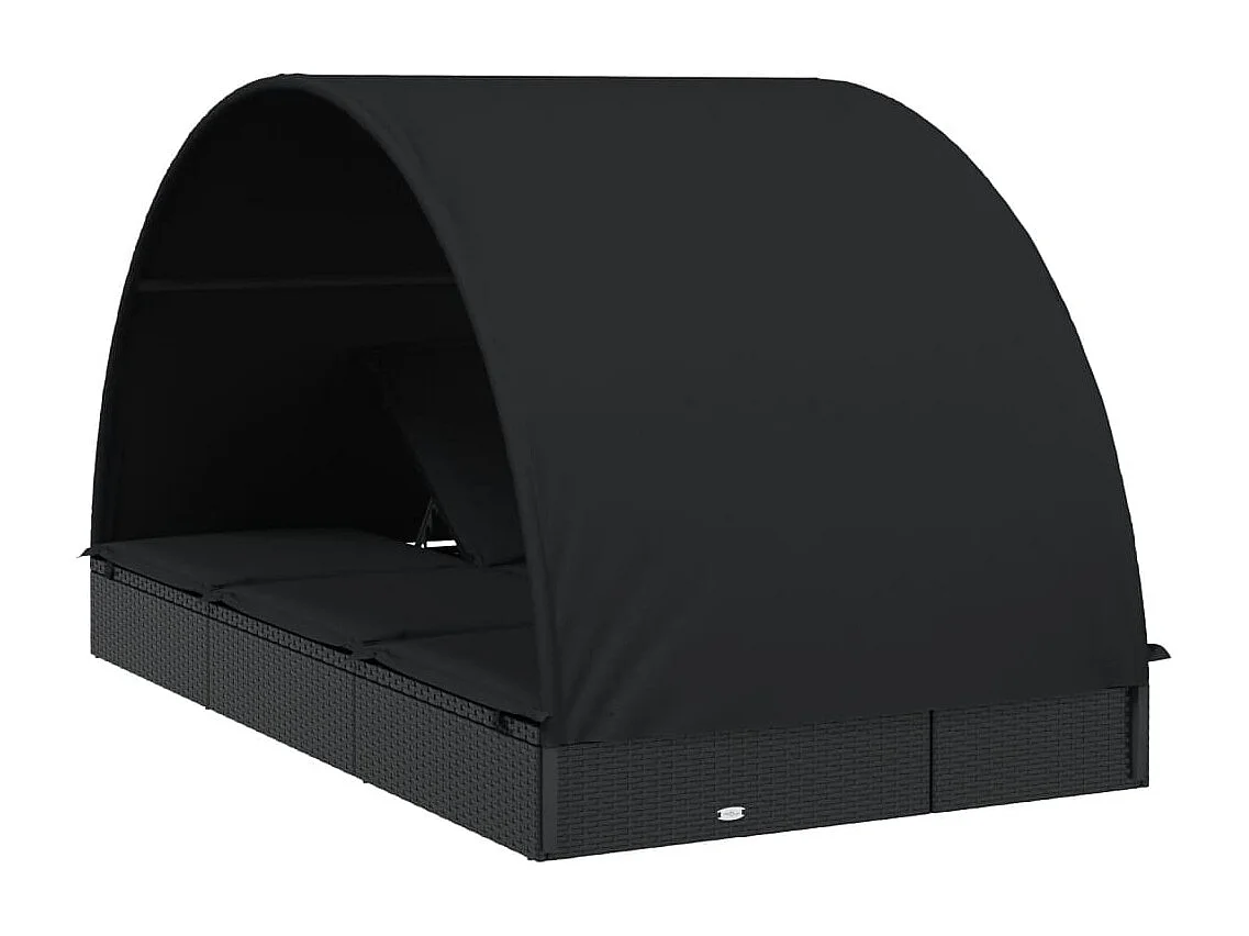 Transat 2 places avec toit rond noir 211x112x140