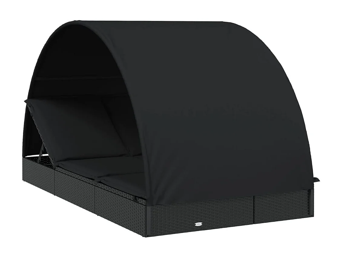 Transat 2 places avec toit rond noir 211x112x140