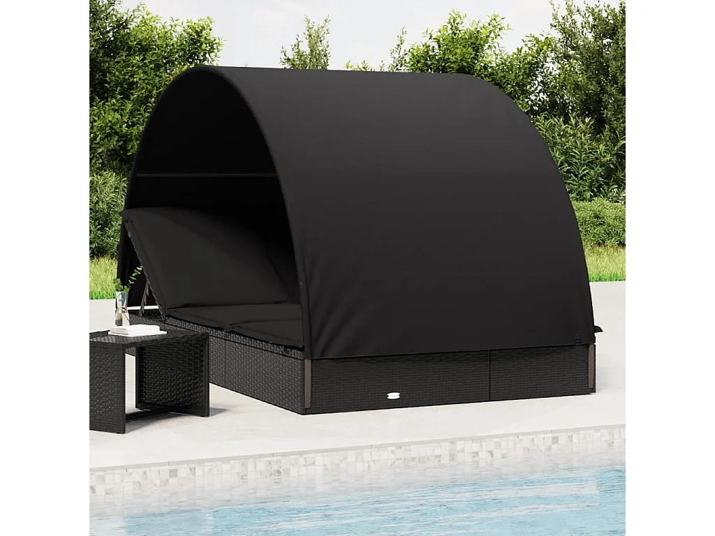 Transat 2 places avec toit rond noir 211x112x140