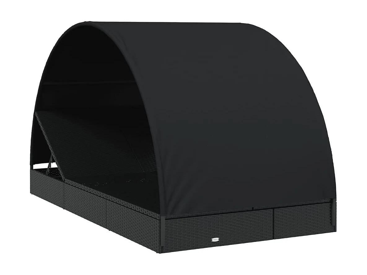 Transat 2 places avec toit rond noir 211x112x140