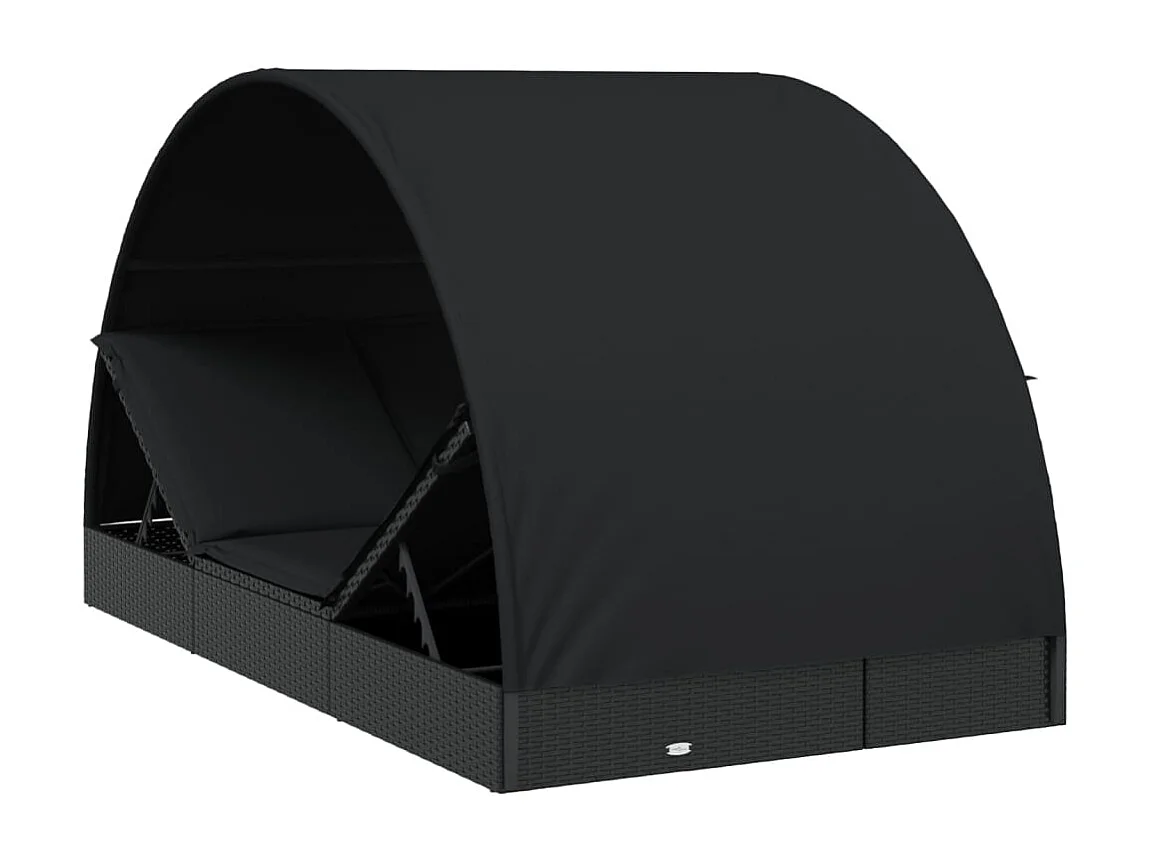 Transat 2 places avec toit rond noir 211x112x140