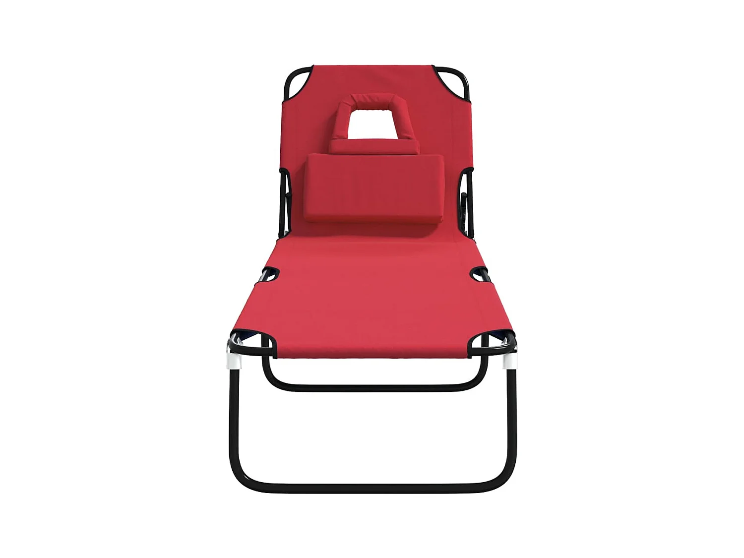 Chaise longue pliante rouge tissu oxford acier enduit de poudre