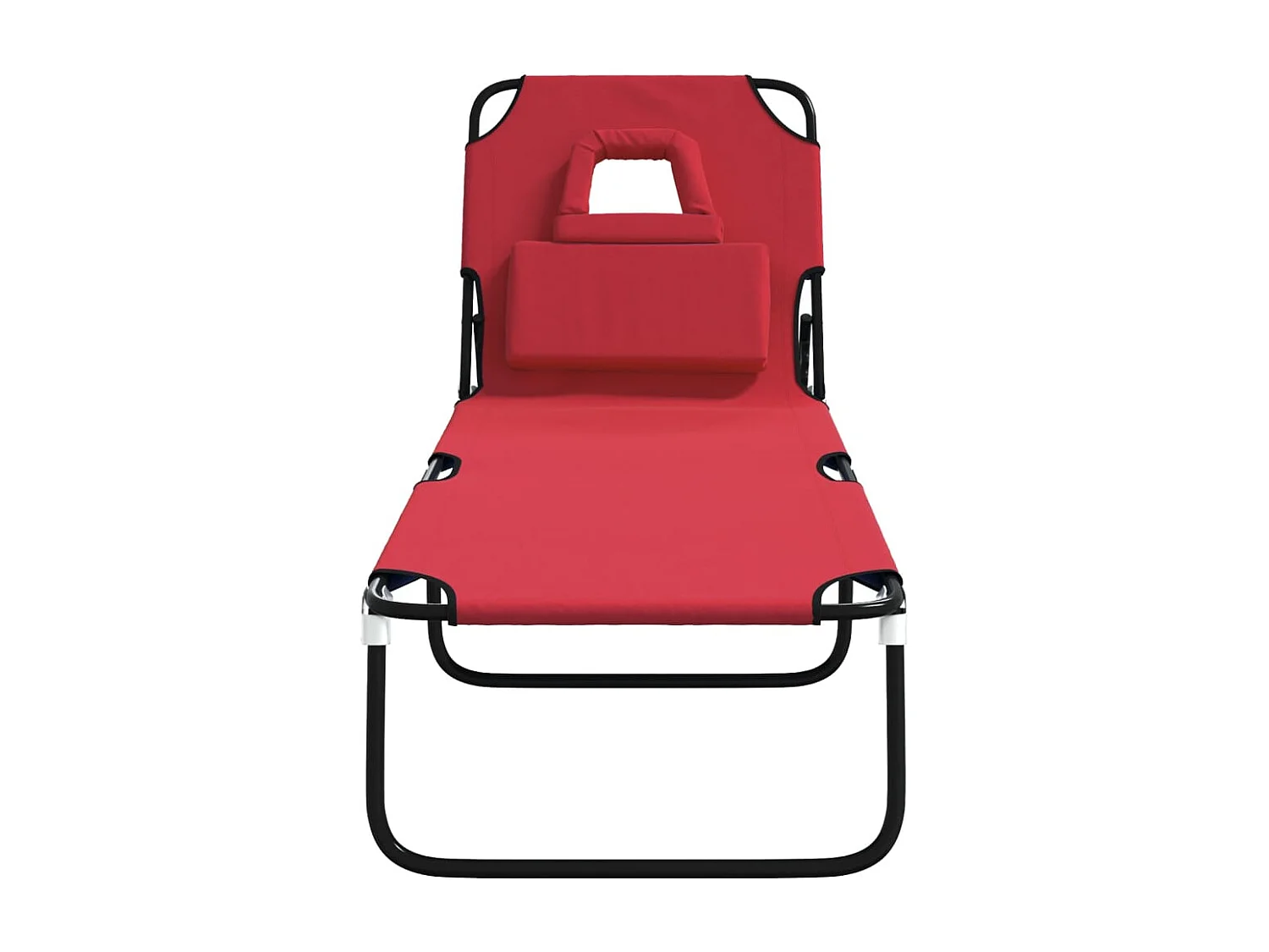 Chaise longue pliante rouge tissu oxford acier enduit de poudre
