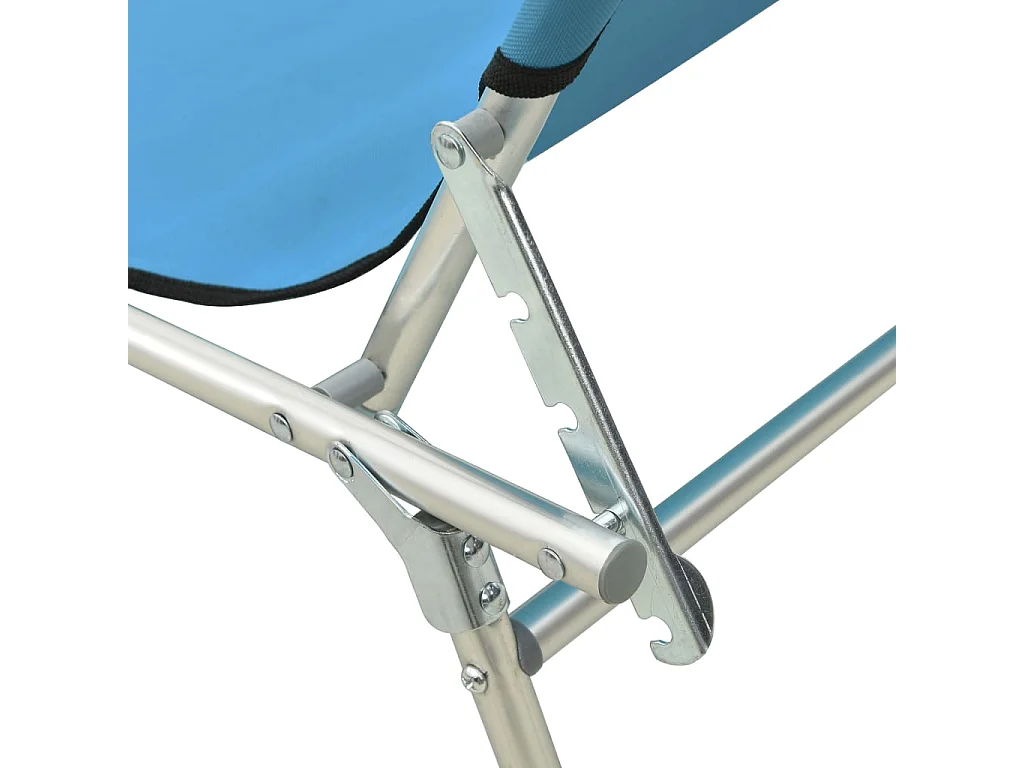 Chaise longue pliable avec auvent Bleu Aluminium 2