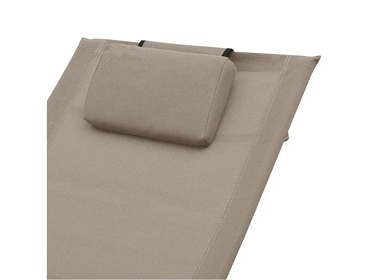 Chaise longue à bascule textilène taupe et métal gris Tinoo