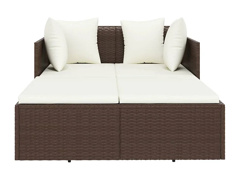 Chaise longue avec coussins marron 182x118x63 résine tressée