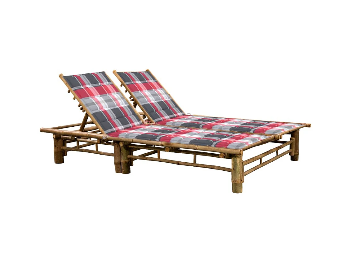 Chaise longue pour 2 personnes avec coussins Bambou 7