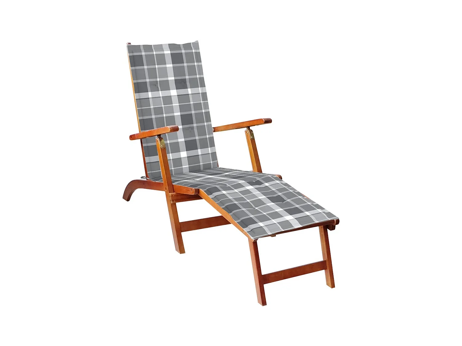 Chaise de terrasse avec repose-pied et coussin Acacia solide 13