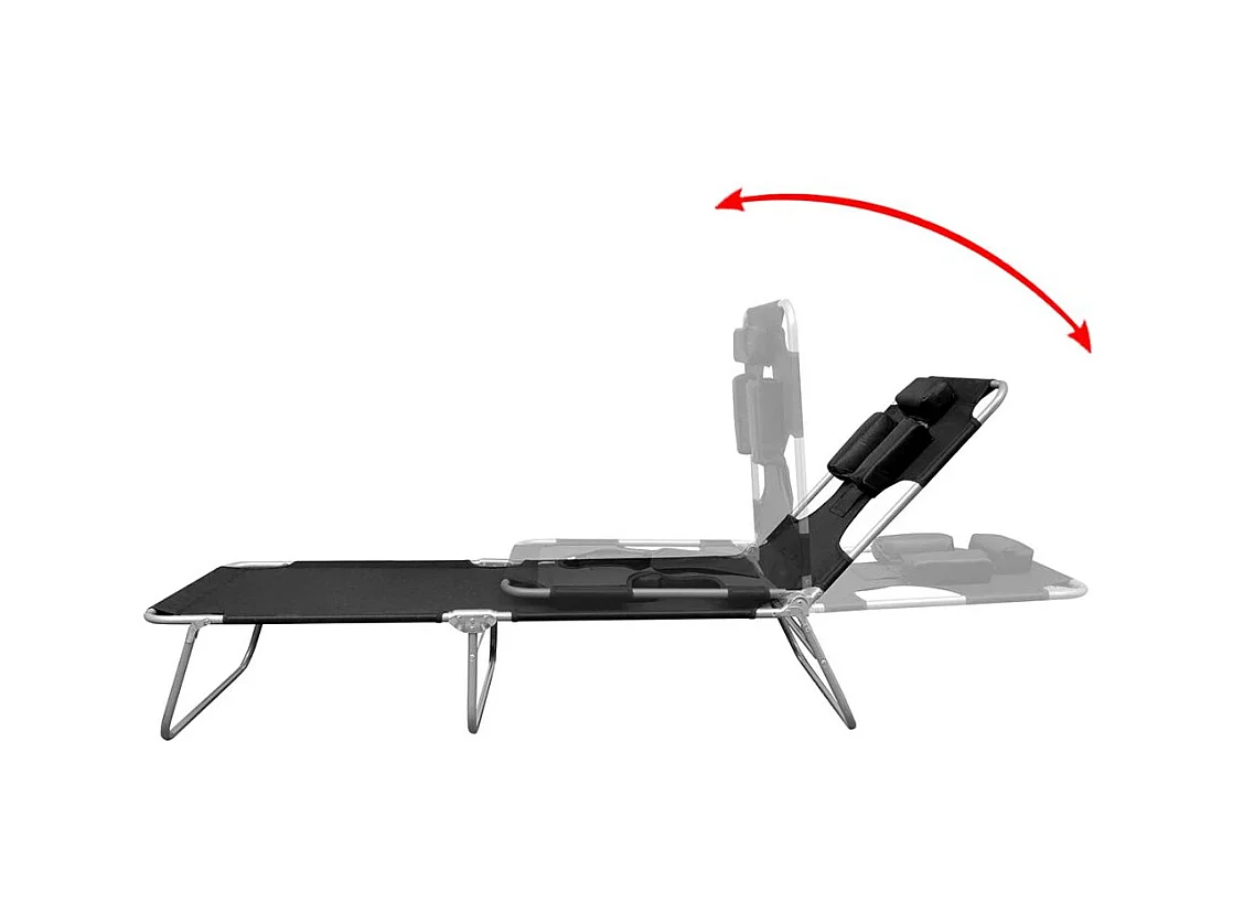 Chaise longue avec coussin de tête Acier enduit de poudre Noir