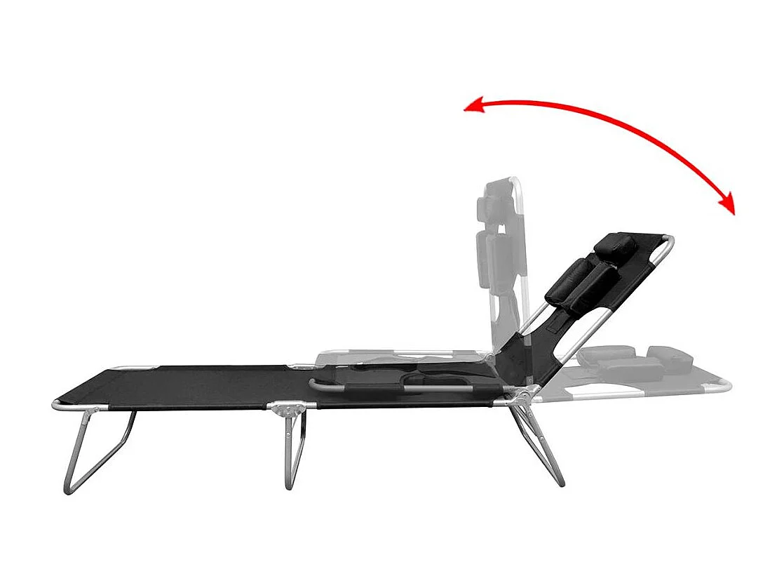 Chaise longue avec coussin de tête Acier enduit de poudre Noir