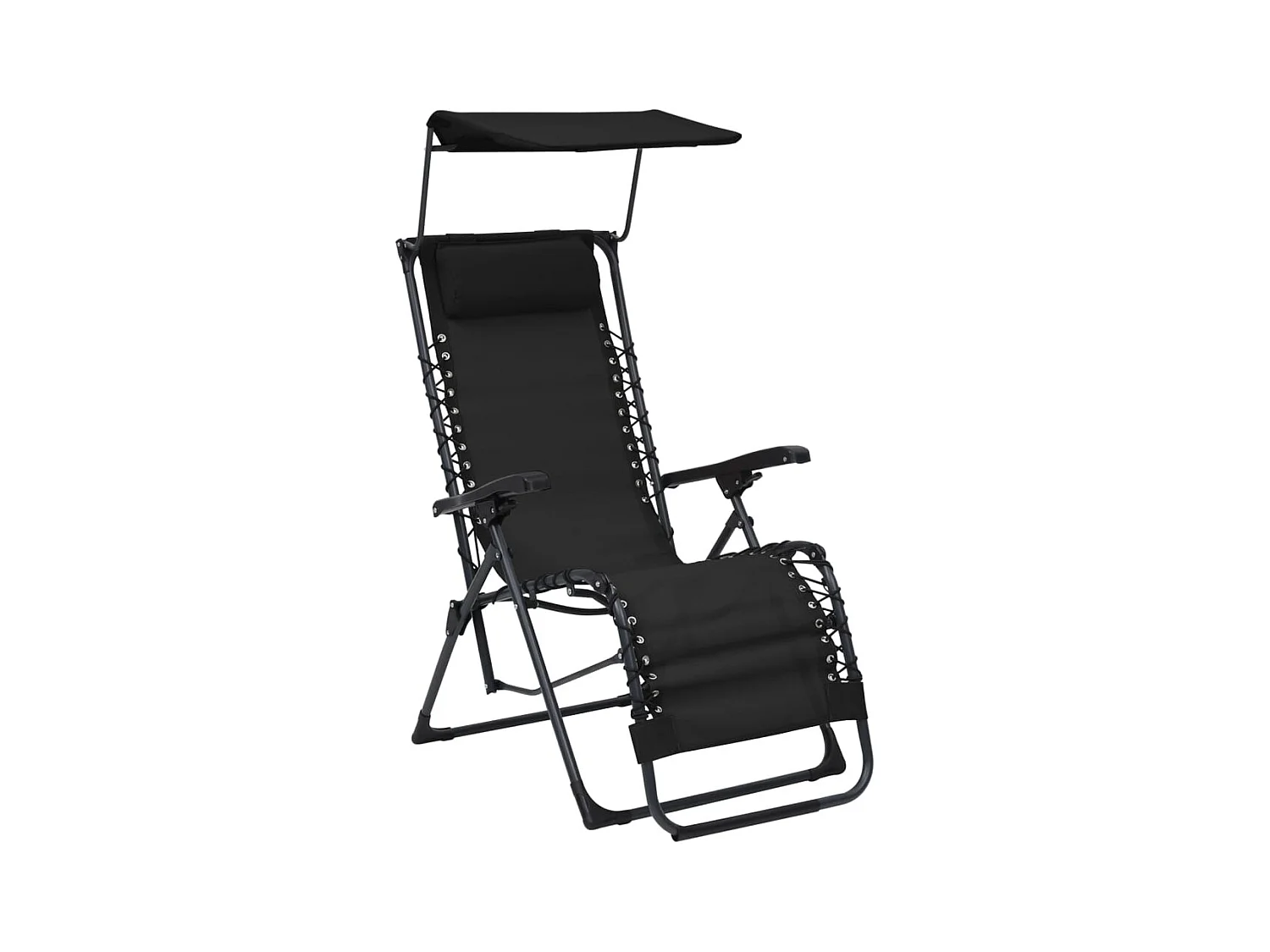 Chaises pliables de terrasse 2 pcs Textilène Noir