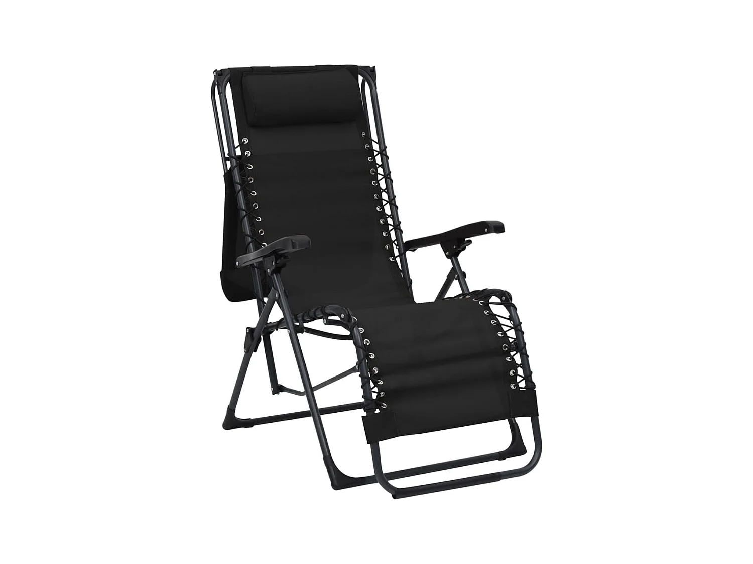 Chaises pliables de terrasse 2 pcs Textilène Noir
