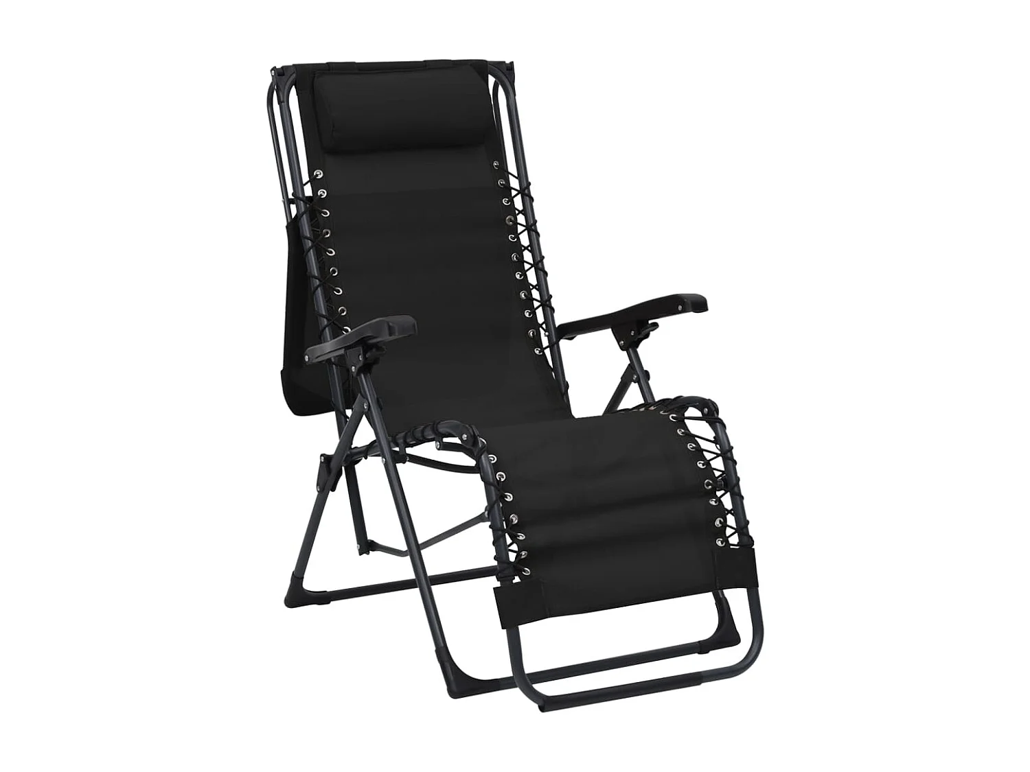 Chaises pliables de terrasse 2 pcs Textilène Noir
