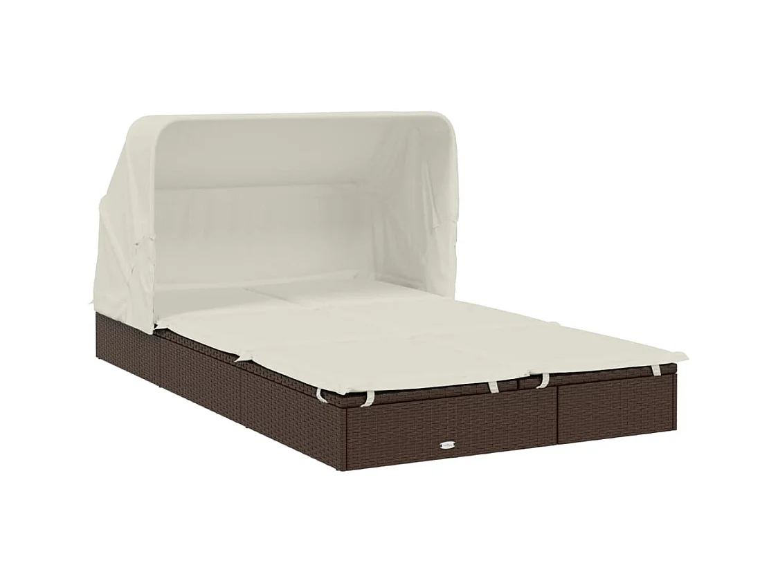 Transat 2 places avec toit pliable marron 213x118x97