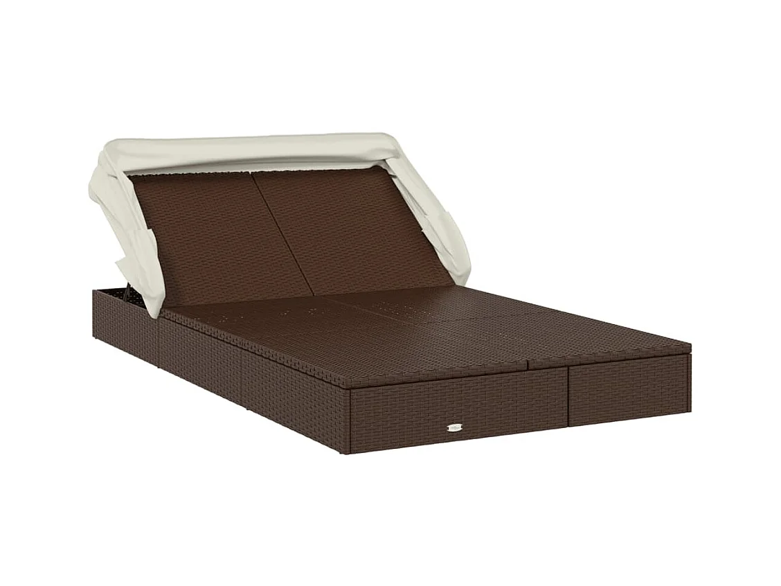 Transat 2 places avec toit pliable marron 213x118x97