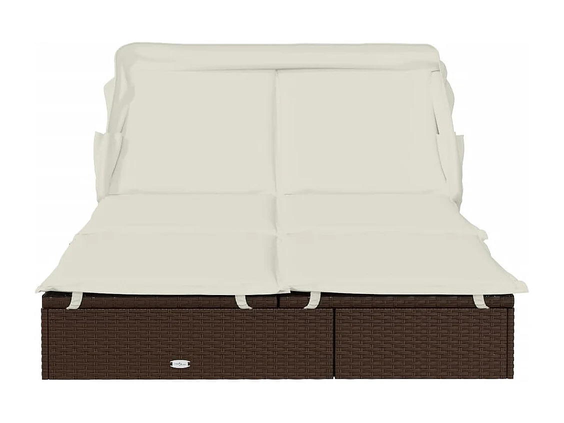 Transat 2 places avec toit pliable marron 213x118x97