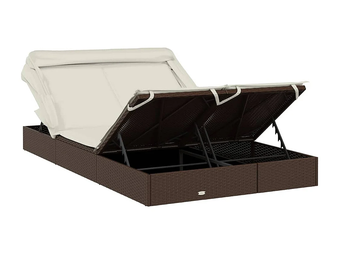 Transat 2 places avec toit pliable marron 213x118x97