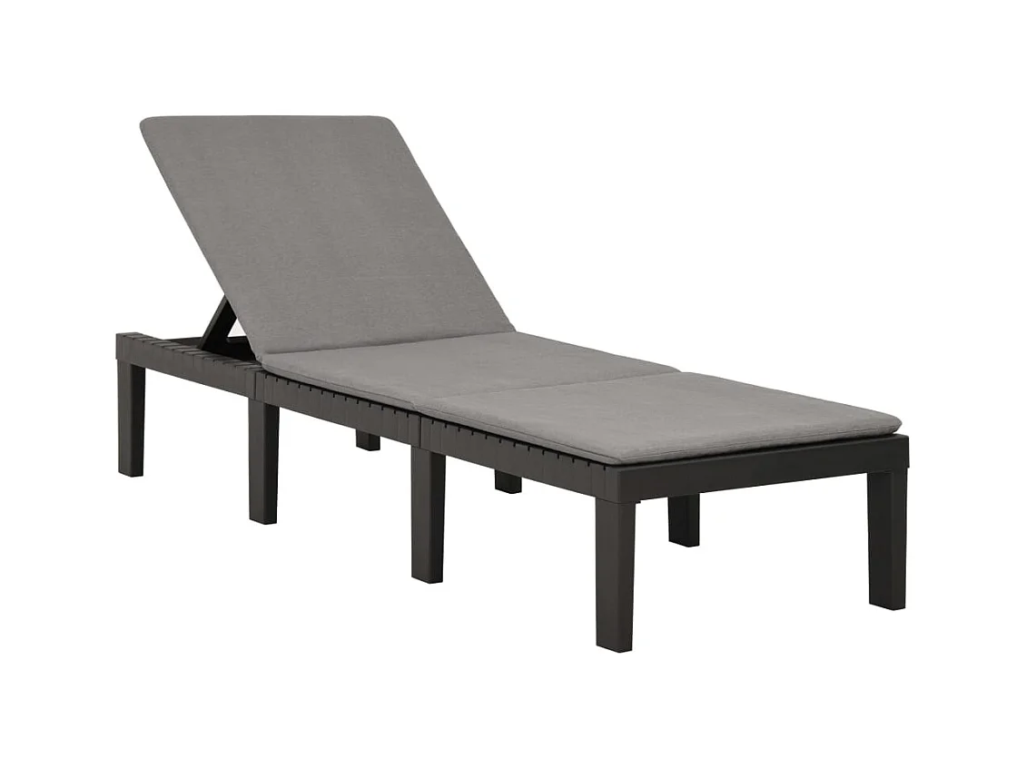 Chaise longue avec coussin Plastique Anthracite