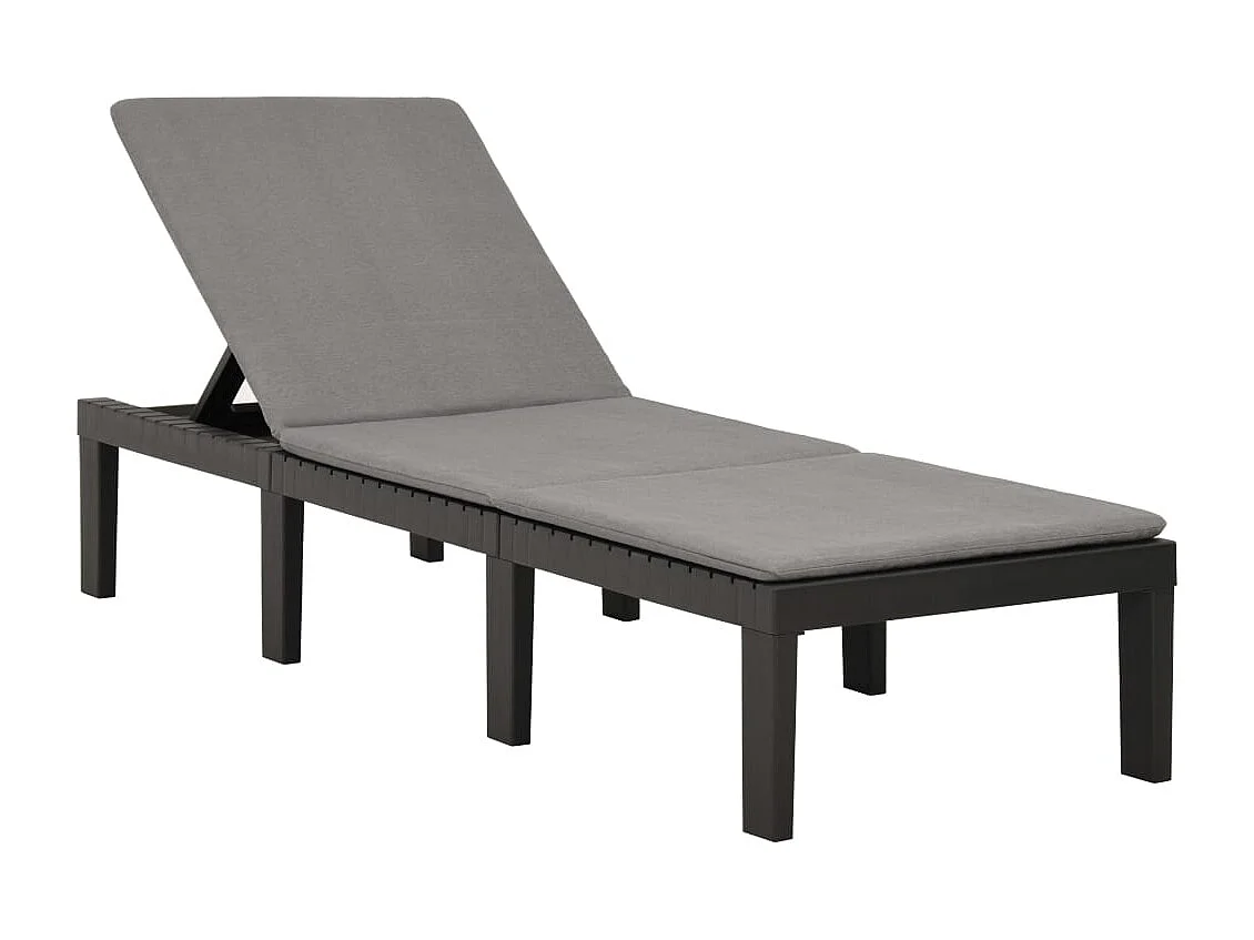 Chaise longue avec coussin Plastique Anthracite