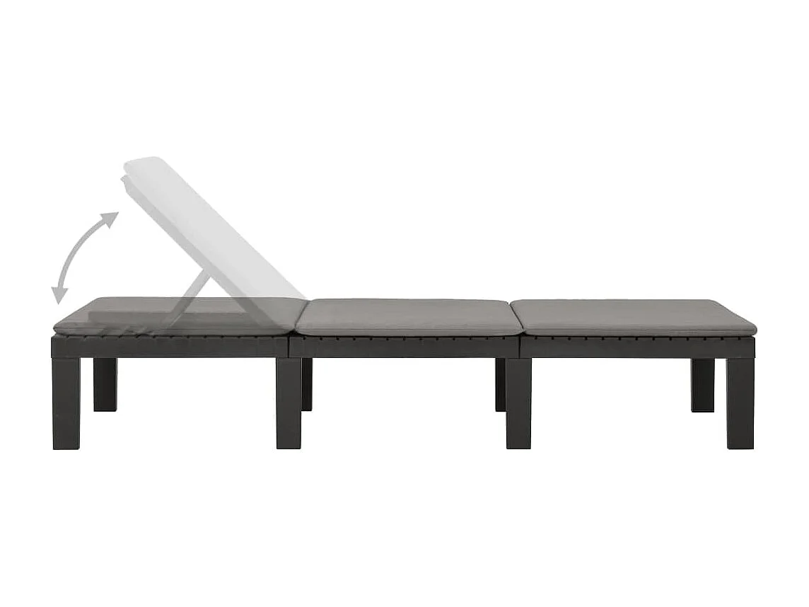 Chaise longue avec coussin Plastique Anthracite
