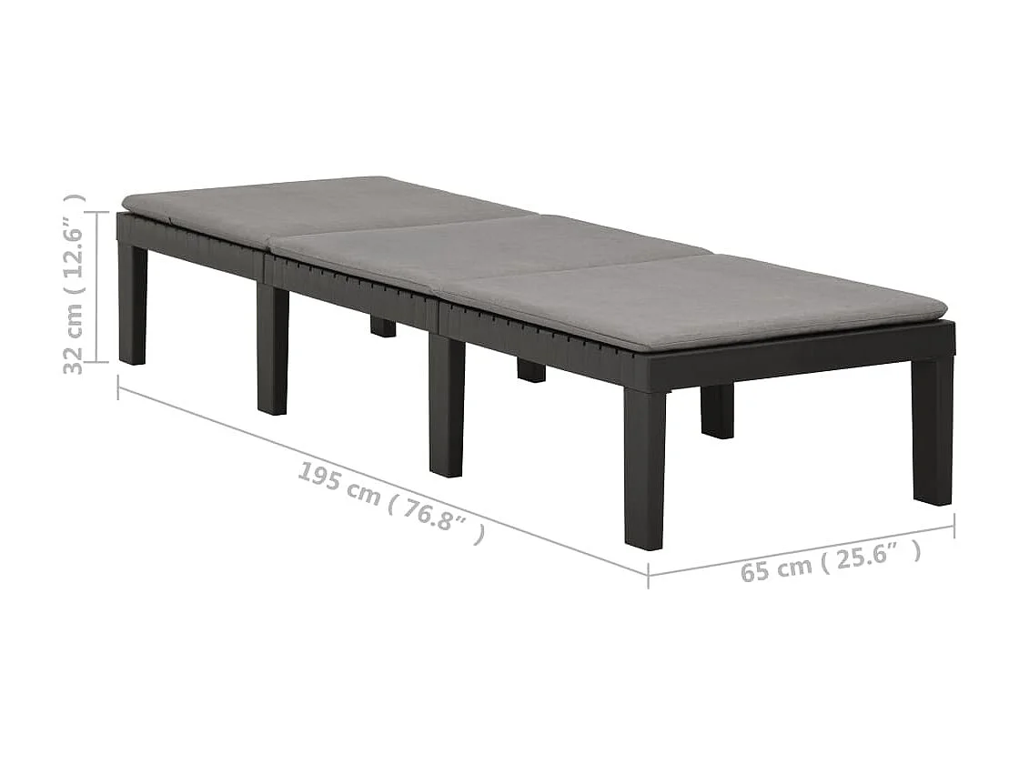 Chaise longue avec coussin Plastique Anthracite