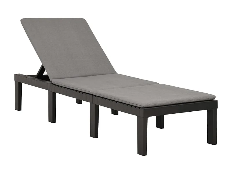 Chaise longue avec coussin Plastique Anthracite