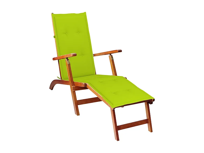 Chaise de terrasse avec repose-pied et coussin Acacia solide 10