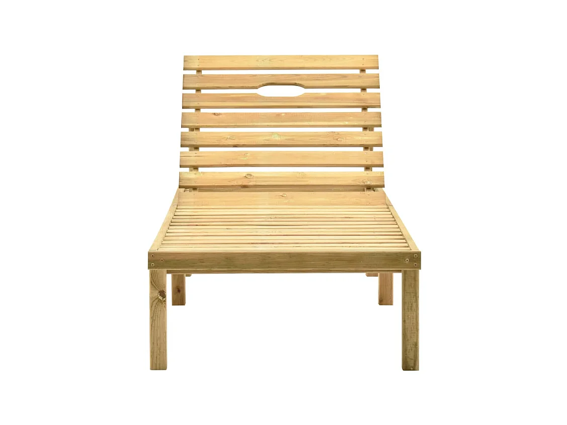 Chaise longue de jardin avec table et coussin Pin imprégné 9