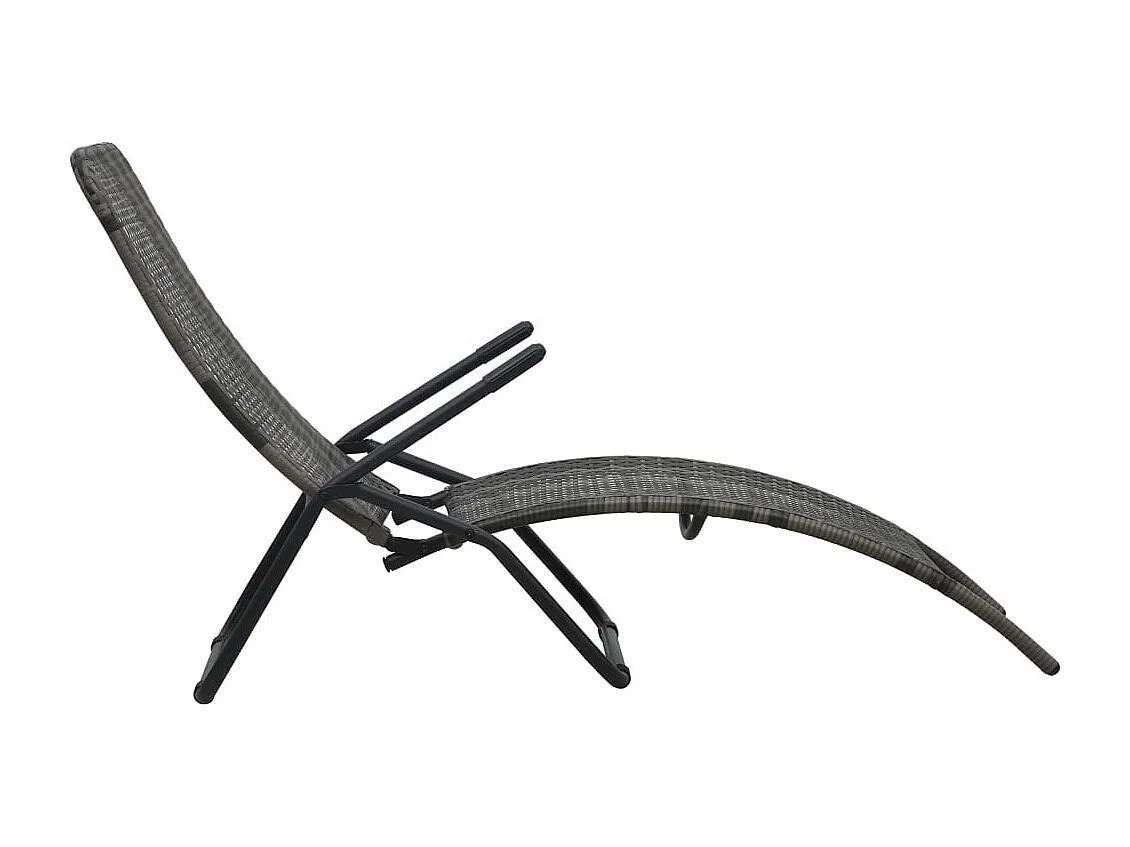 Chaise longue pliable Résine tressée Gris