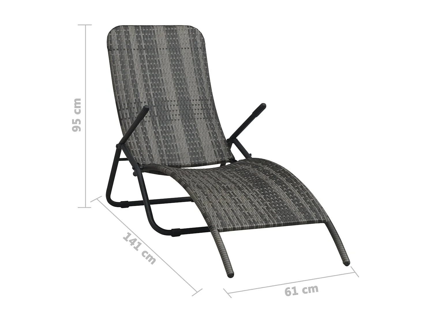 Chaise longue pliable Résine tressée Gris
