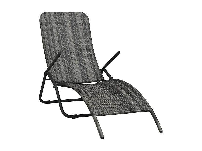 Chaise longue pliable Résine tressée Gris