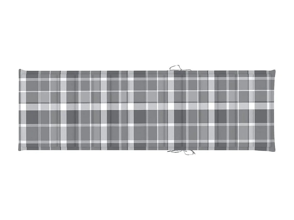 Chaise longue avec coussin carreaux gris Bois de pin imprégné 2