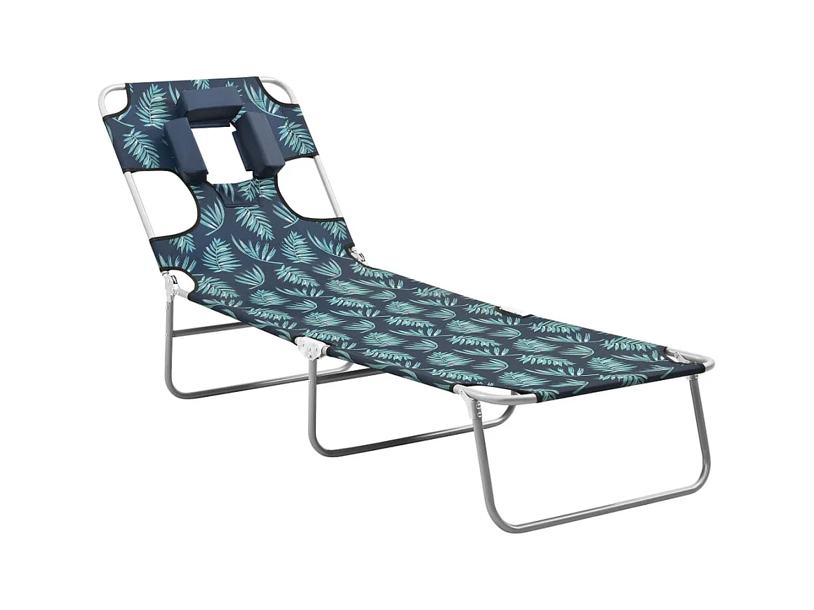 Chaise longue avec coussin de tête Acier Motif de feuilles