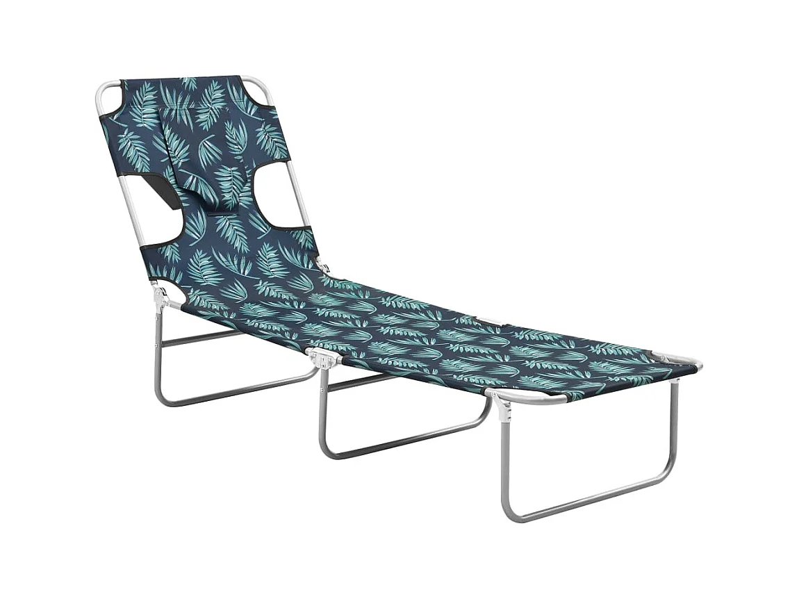 Chaise longue avec coussin de tête Acier Motif de feuilles