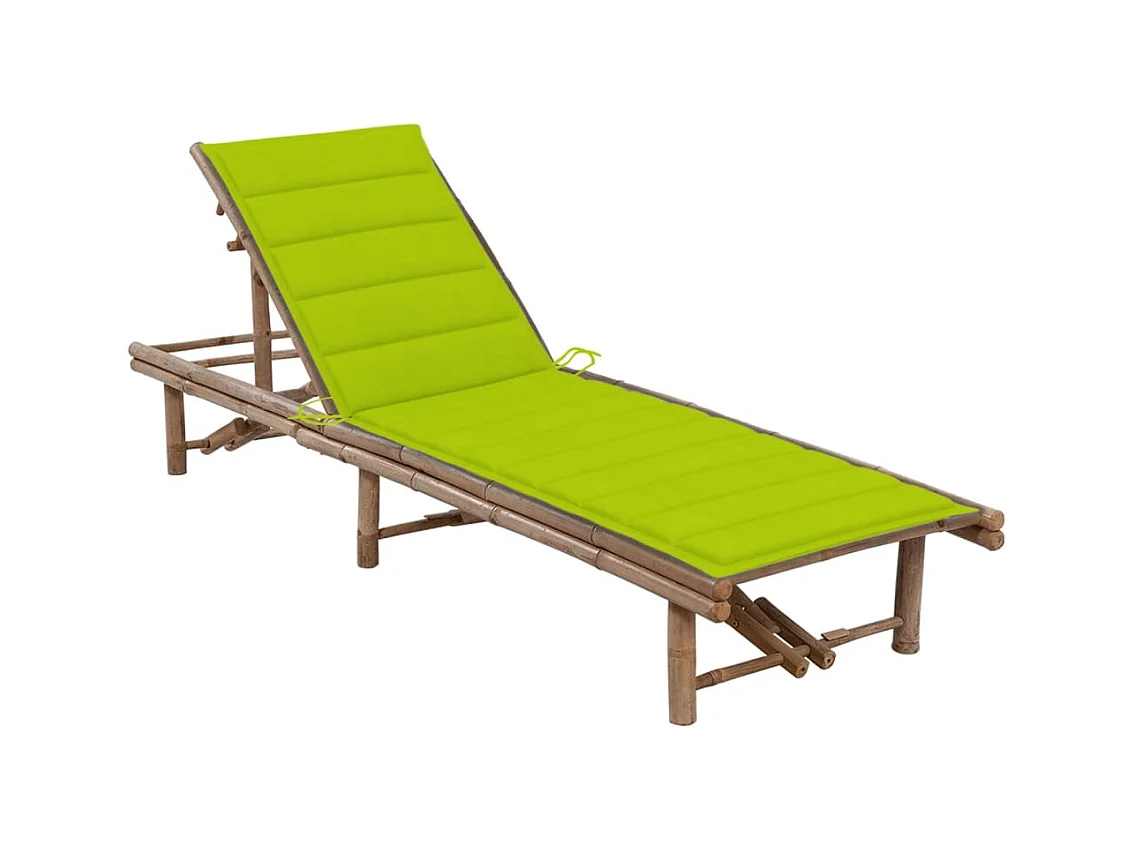 Chaise longue de jardin avec coussin Bambou 12