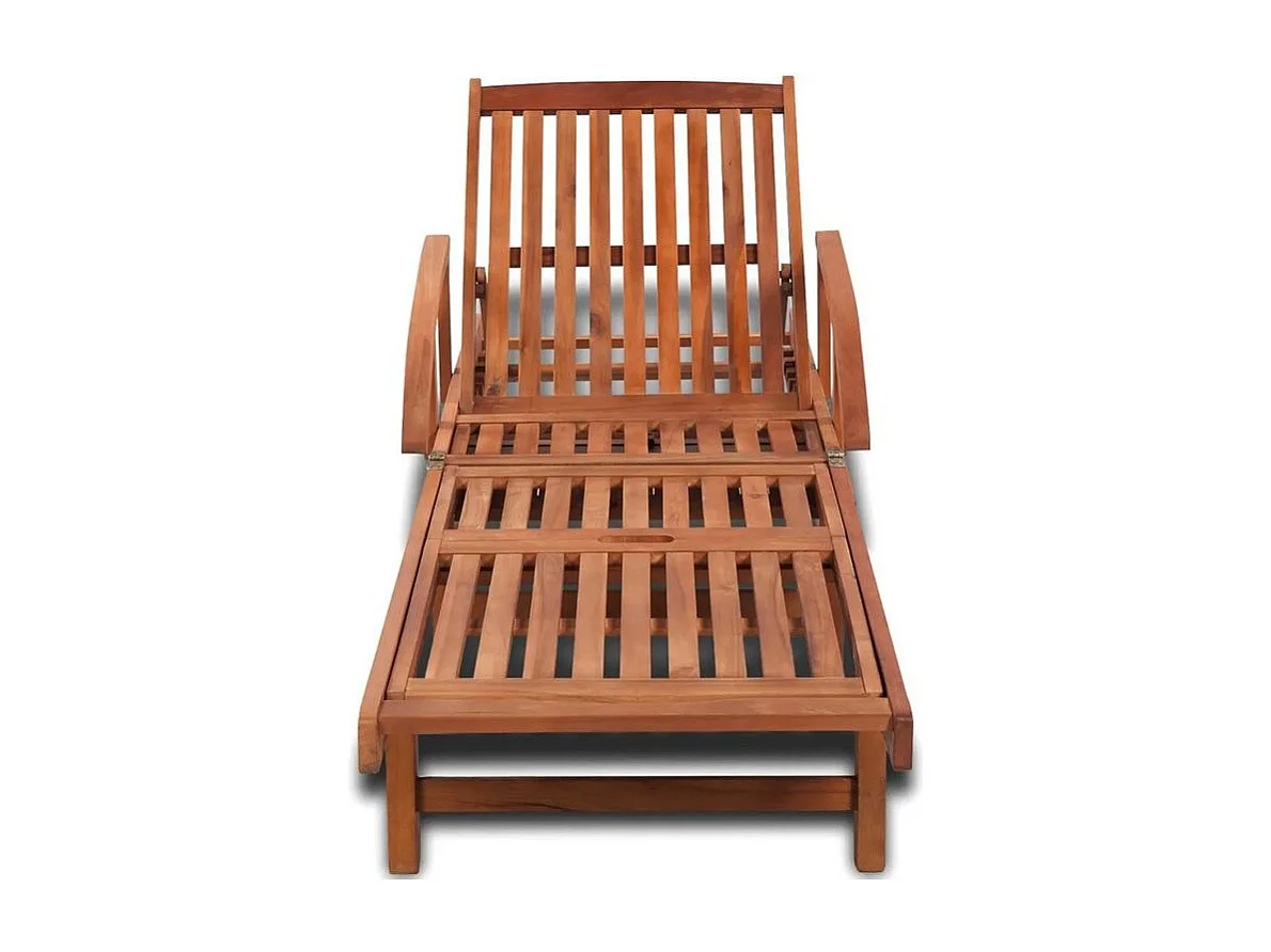 Chaise longue à roulettes acacia massif foncé huilé Sikash