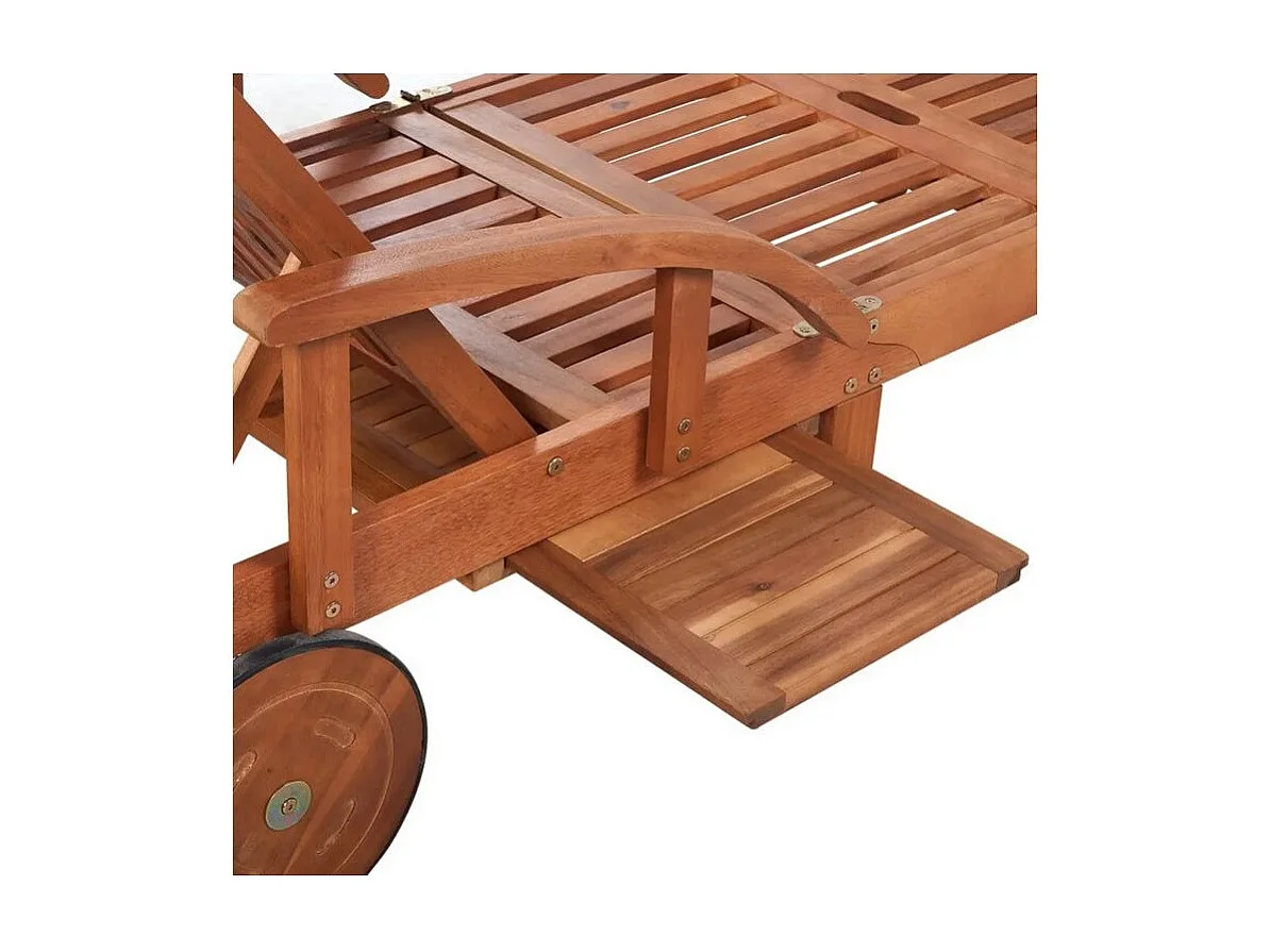 Chaise longue à roulettes acacia massif foncé huilé Sikash