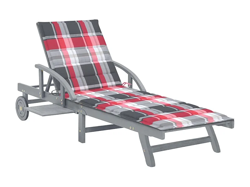 Chaise longue de jardin avec coussin Bois d'acacia solide 9