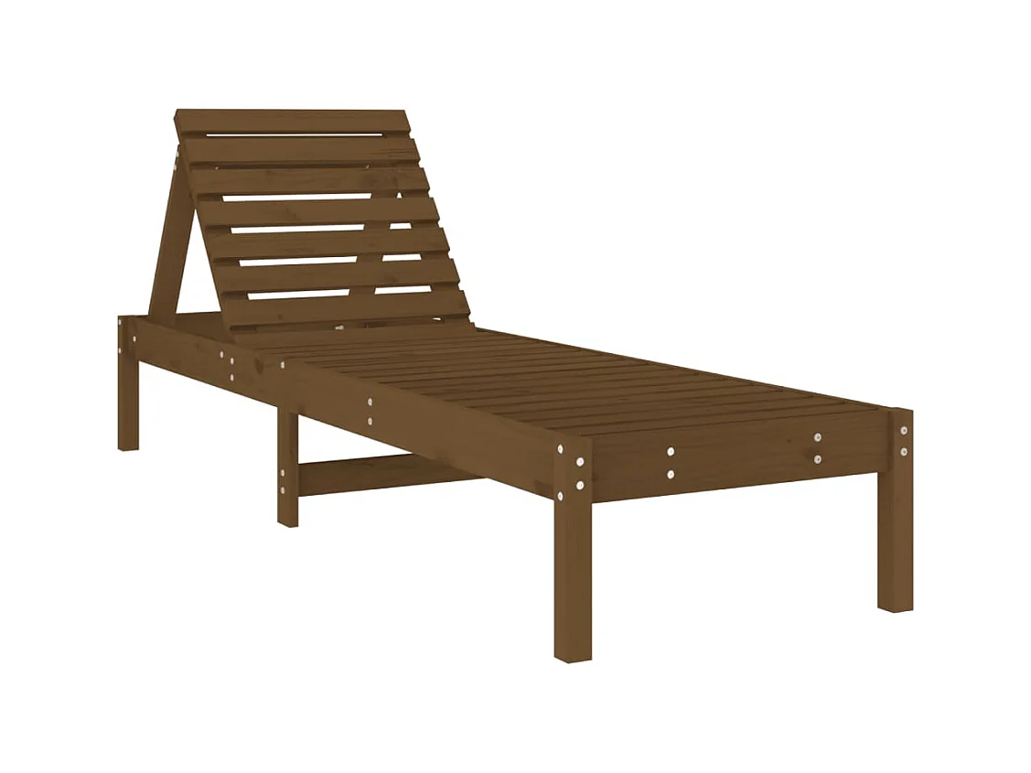 Chaise longue marron miel 199,5x60x74 bois massif de pin