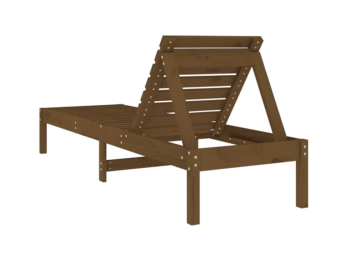 Chaise longue marron miel 199,5x60x74 bois massif de pin