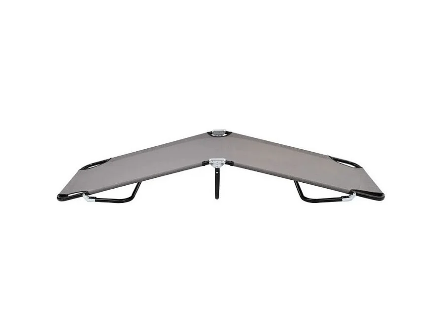 Chaise longue de jardin pliable tissu gris et métal noir Bura