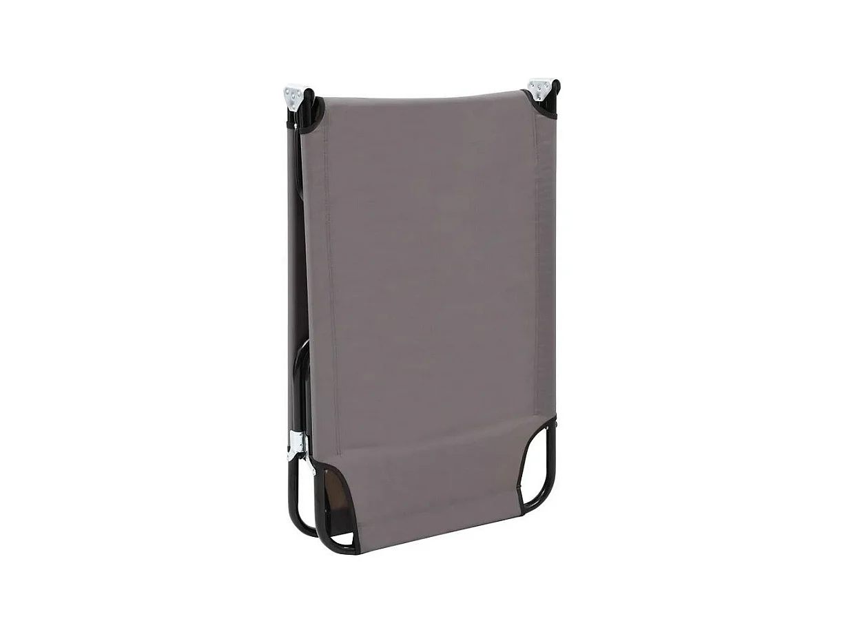 Chaise longue de jardin pliable tissu gris et métal noir Bura