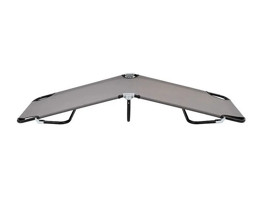 Chaise longue de jardin pliable tissu gris et métal noir Bura