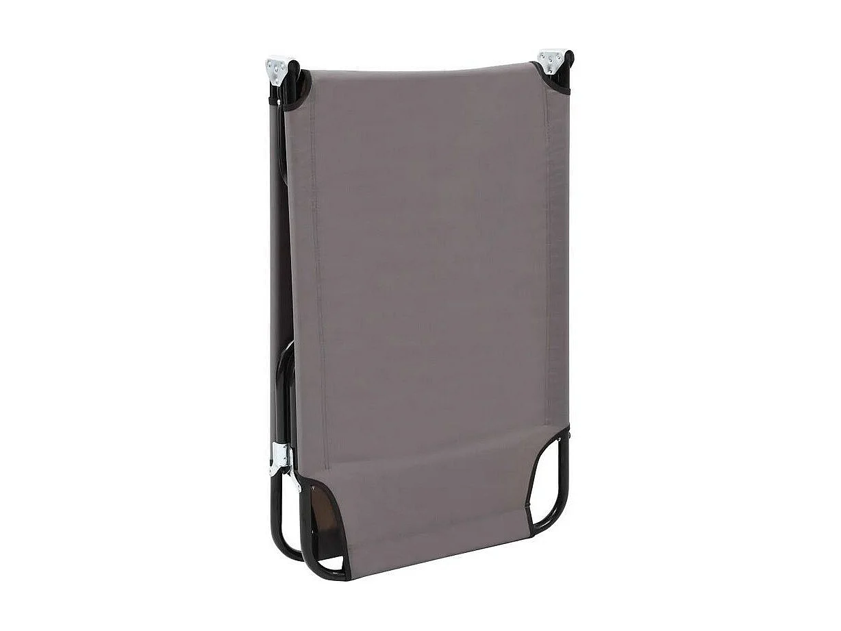 Chaise longue de jardin pliable tissu gris et métal noir Bura