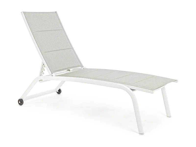 Chaise longue en aluminium et textylène blanc Chloé - Lot de 4