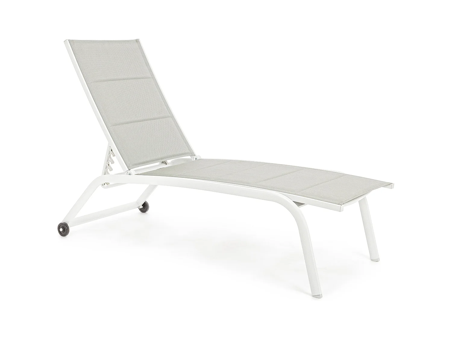 Chaise longue en aluminium et textylène blanc Chloé - Lot de 4