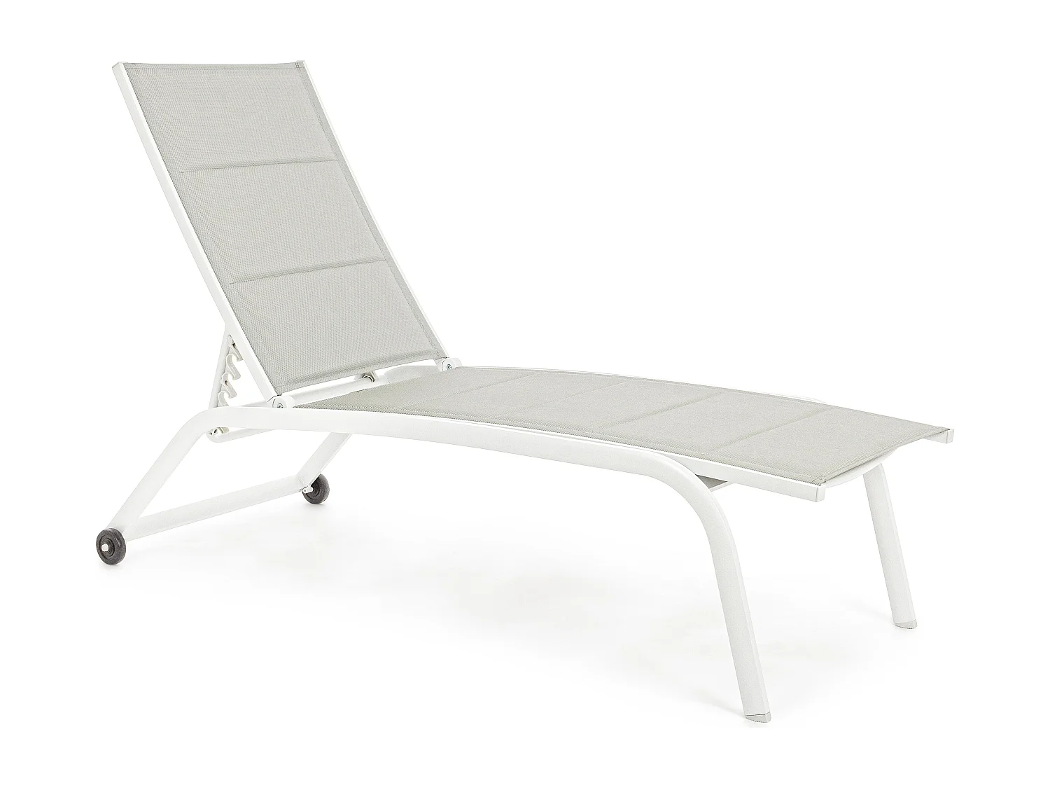 Chaise longue en aluminium et textylène blanc Chloé - Lot de 4